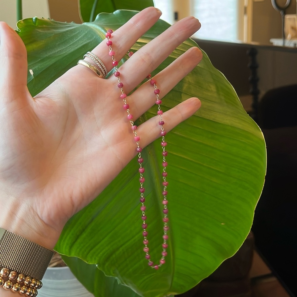 Burgundy and gold bead necklace